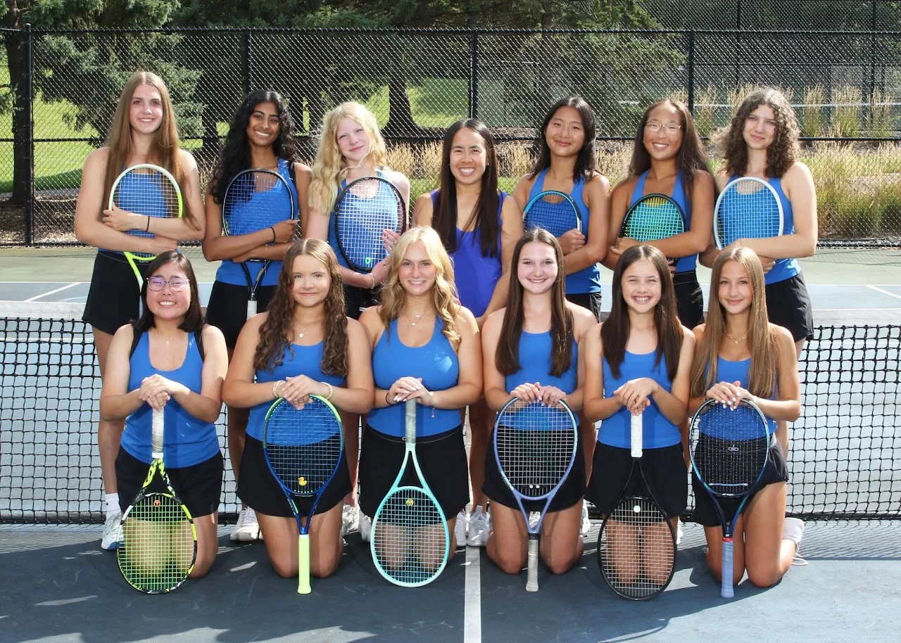 The 2025 Eagan Girls Tennis varsity team together on the court